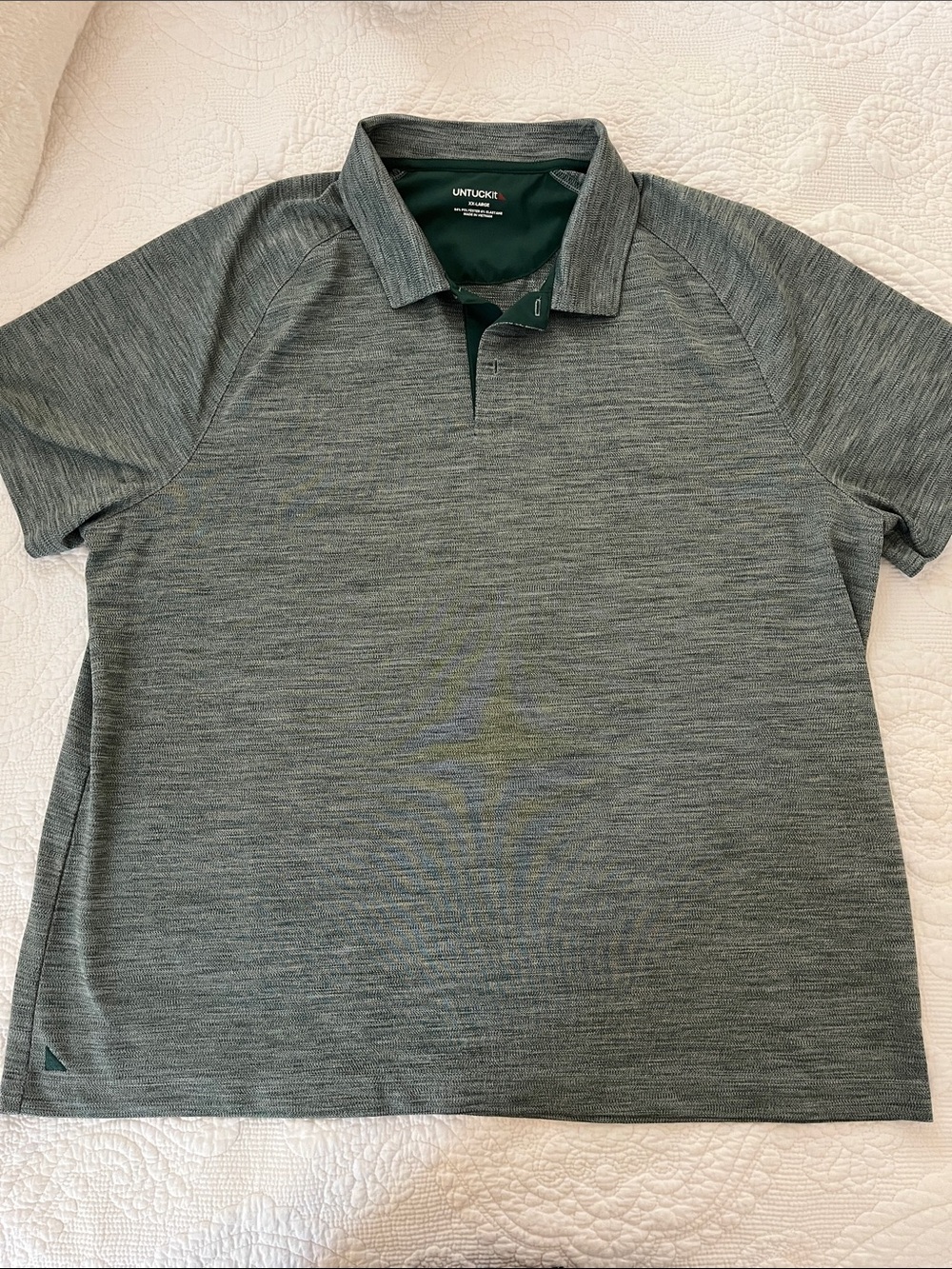 UNTUCKit Men's Heathered Forest Green Polo XXL